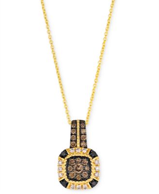 Le Vian - Chocolate Diamond&reg; (1/4 ct. t.w.), Nude Diamond™ (1/10 ct. t.w.) & Blackberry Diamond (1/20 ct. t.w.) Pendant 20" Necklace in 14k Honey Gold