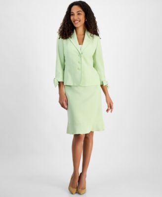 Le Suit - Women's Three-Button Tie-Cuff Jacket & Flounce-Hem Skirt