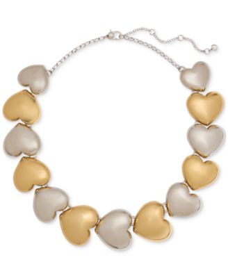 kate spade new york - Two-Tone Large Graduated Alternating Heart Collar Necklace, 17" + 3" extender