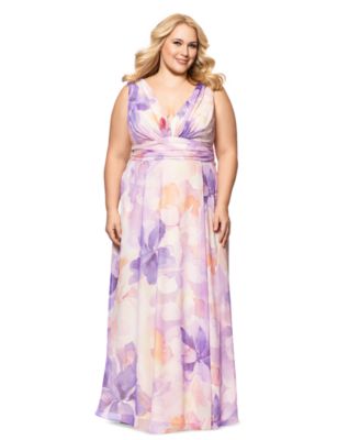Betsy & Adam - Plus Size Sleeveless V-Neck Floral Dress