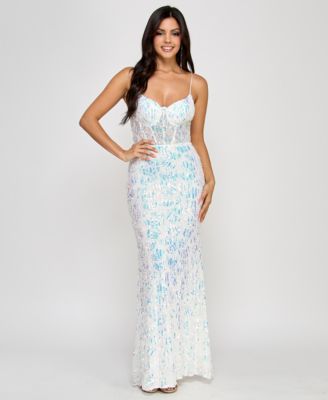 Say Yes - Juniors' Rhinestone Scoop-Neck Gown