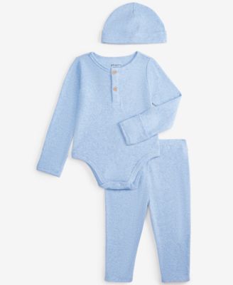 First Impressions - Baby Hat, Henley Bodysuit & Pants, 3 Piece Set