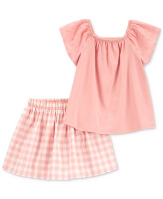 Carter's - Toddler Girls Cotton Top & Gingham Skort, 2 Piece Set