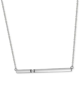 Macy's - Diamond Accent Bar Pendant Necklace in 14k White Gold