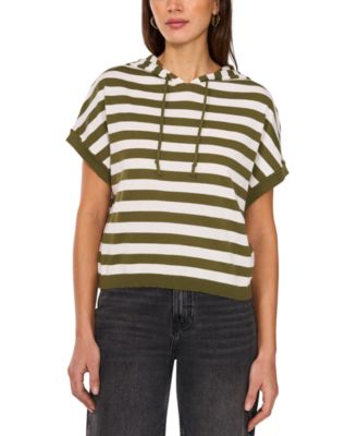 Vince Camuto - Women's Striped Short-Sleeve Hoodie