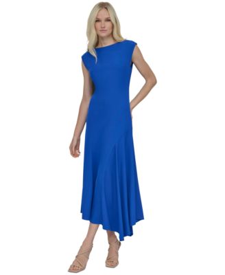 DKNY - Women's Jewel-Neck Sleeveless Asymmetric-Hem Dress