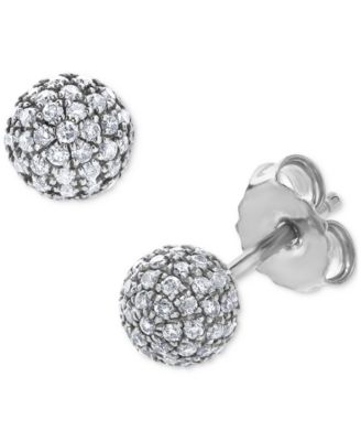 Macy's - Diamond Small Fireball Stud Earrings (3/8 ct. t.w.) in 14k White Gold