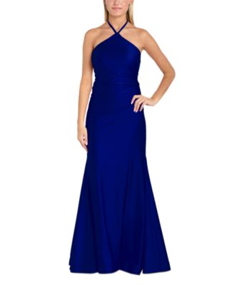 Morgan & Company - Juniors' Halter Sleeveless Satin Gown