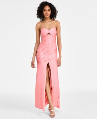 KATIA RAE - Juniors' Sweetheart Strapless Cutout Gown