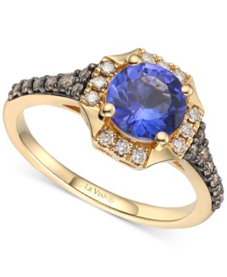 Le Vian - Tanzanite (1-1/5 ct. t.w.), Nude Diamond (1/8 ct. t.w.) & Chocolate Diamonds (1/4 ct. t.w.) Halo Ring in 14k Honey Gold
