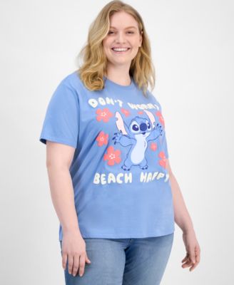 Disney - Trendy Plus Size Stitch Beach Happy Graphic T-Shirt
