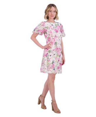 Jessica Howard - Women's Floral-Print Bubble-Sleeve Dress