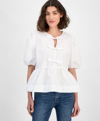 Nautica Jeans - Women's Cotton Bow-Front Peplum Top