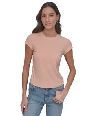 DKNY Jeans - Women's Ribbed Cap-Sleeve T-Shirt