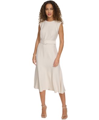 Calvin Klein - Women's Belted A-Line Midi Dress