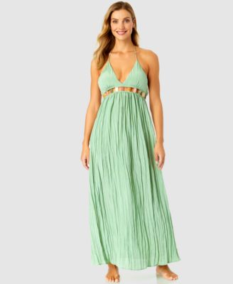 Ibiza Anne Cole - Women's V-Neck Jewel Halter Maxi Cover-Up Dress