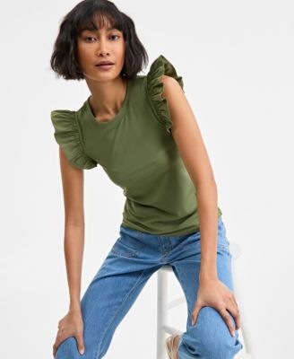 On 34th - Women's Ruffle-Sleeve Knit Top