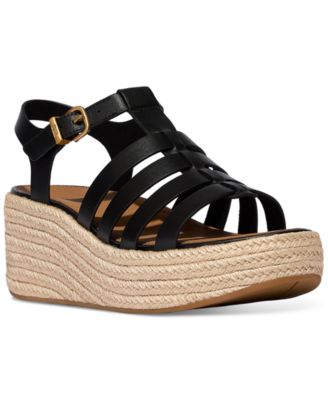 FitFlop - Women's Platform Espadrille Leather Wedge Sandals
