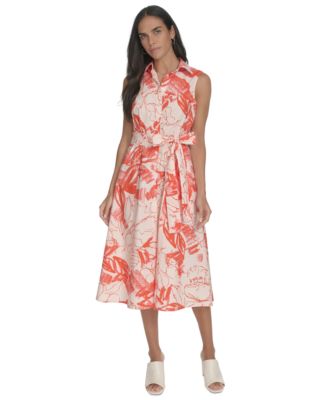 Calvin Klein - Women's Printed Cotton Button-Front Dress