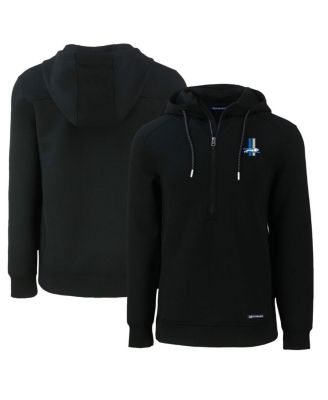 Cutter & Buck - Men's Cutter Buck Black Detroit Lions Throwback Roam Eco Half-Zip Pullover Hoodie
