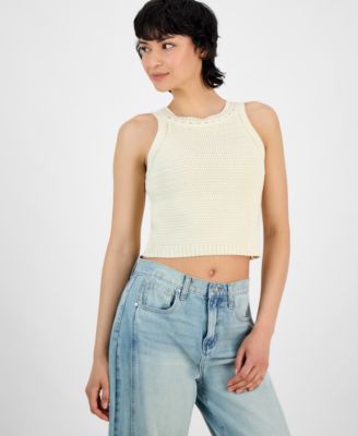 And Now This - Women's Cotton Cropped Sweater Tank Top