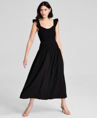 And Now This - Women's Flutter-Sleeve Smocked Midi Dress