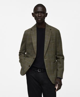 MANGO - Men's EU Slim-Fit Wool Houndstooth Blazer