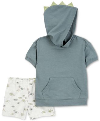 Carter's - Baby Boys Dinosaur Hooded Top & Shorts, 2 Piece Set