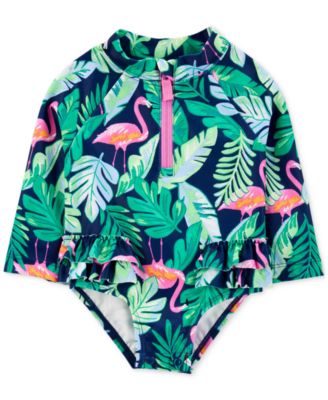 Carter's - Baby Girls One-Piece Tropical Flamingo Rash Guard Swimsuit