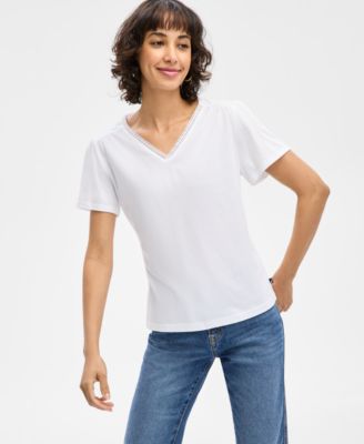 Nautica Jeans - Women's Lace-Trim V-Neck T-Shirt