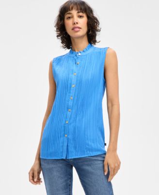 Nautica Jeans - Women's Crush Dobby Sleeveless Pintucked Top