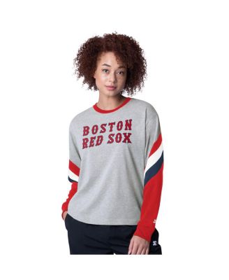 Starter - Women's  Heather Gray Boston Red Sox Triple A Fashion Color Block Long Sleeve Top