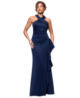 XSCAPE - Petite Ruffled Halter Gown