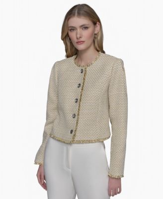 KARL LAGERFELD PARIS - Women's Tweed Collarless Jacket