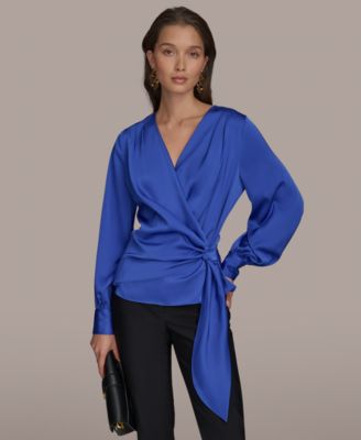 Donna Karan New York - Women's Faux-Wrap Long-Sleeve Top