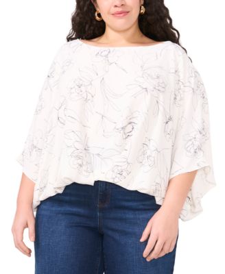 Vince Camuto - Plus Size Printed 3/4-Raglan Sleeve Top
