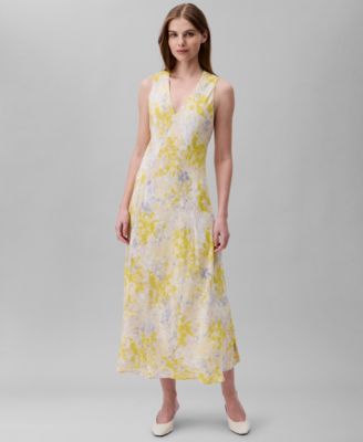 Calvin Klein - Women's Abstract-Print V-Neck Midi Dress