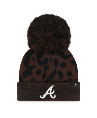 '47 Brand - Women's Brown Atlanta Braves Rosette Cuffed Knit Hat with Pom
