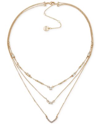 Emily in Paris - Gold-Tone Mixed Cubic Zirconia Layered Collar Necklace, 16" + 3" extender