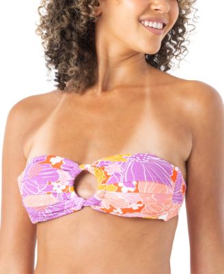 Roxy - Juniors' Bell Bottom Blooms Convertible Bandeau Bikini Top