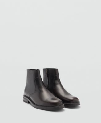 MANGO - Men's Zipped Leather Ankle Boots
