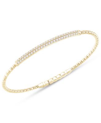 Macy's - Diamond Double Row Pav&eacute; Flexible Bangle Bracelet (1/2 ct. t.w.) in 10k Gold
