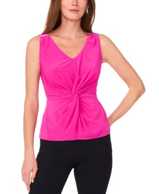MSK - Women's V-Neck Sleeveless Twist-Front Top