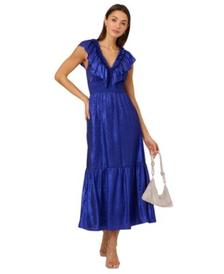 Adrianna - Women's Ruffled V-Neck Midi Dress