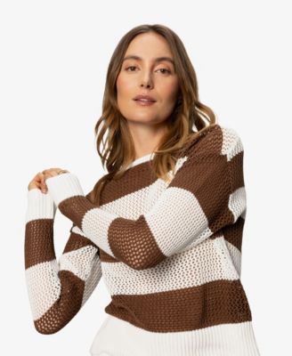 Sanctuary - Women's Cotton Open-Knit Long-Sleeve Sweater