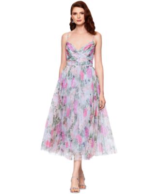 Betsy & Adam - Women's Pleated Floral Print Chiffon Midi Dress