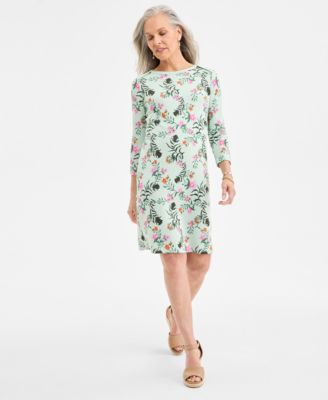 Style & Co - Women's Striped 3/4-Sleeve Envelope-Neck Dress