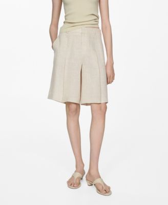 MANGO - Women's 100% Linen Bermuda Shorts