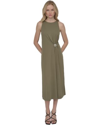 DKNY - Women's Hardware-Trim Side-Ruched Sleeveless Dress