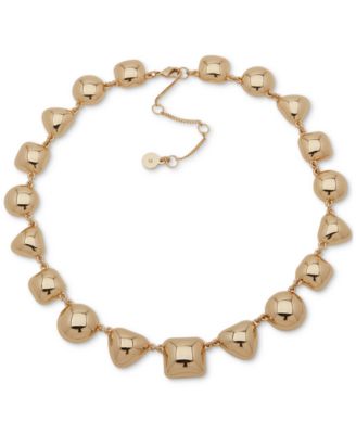 DKNY - Gold-Tone Puffy Geometric Collar Necklace, 16" + 3" extender